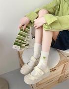 夏季薄款袜子女ins绿白色小清新少女中筒袜绿色堆堆袜日系长筒袜