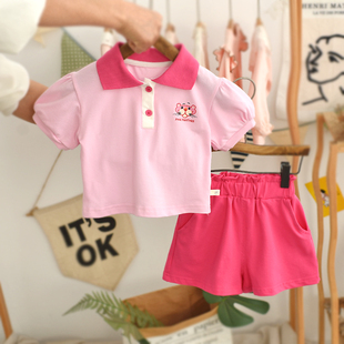 女童运动套装夏季网红宝宝短袖衣服韩范童装潮洋气时髦婴儿两件套