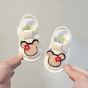 夏季女宝宝凉鞋，0-1-2岁婴儿学步鞋公主幼儿，叫叫凉鞋防滑软底防踢