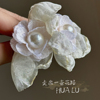 hualu-梨花香~浪漫超仙女，气质雪纺白色粉花朵，珍珠耳环蚊香盘耳夹
