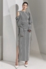 DINT韩国2023年春女装 小众设计师款条纹高腰长袖连衣裙D9418