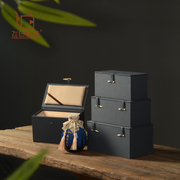 蓝色锦布骨针花瓶盒收藏品古玩工艺品精美包装盒收纳长方形盒