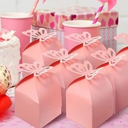 跨境派对紫色糖果饼干礼盒珠光，纸纯色蝴蝶喜糖盒，方形盒纸盒子