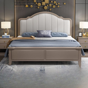 美式轻奢实木床现代简约1.8米主卧双人床1.2米气压，储物儿童公主床