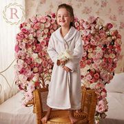 Rosetree儿童睡袍女孩秋冬季法兰绒女童珊瑚绒加厚款宝宝保暖睡衣
