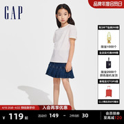 Gap女童2024春夏纯棉花卉logo灯笼袖短袖T恤儿童装上衣890395