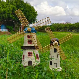 欧式复古荷兰风车摆件，阳台花园庭院家居小摆设，造景装饰品建筑模型