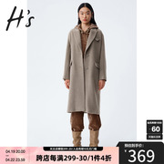 hs奥莱冬季商场，同款羊毛咖色气质韩系毛呢大衣，外套女中长款
