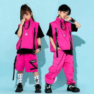 街舞儿童潮服hiphop嘻哈男童工装，演出服表演服套装女童爵士舞服装