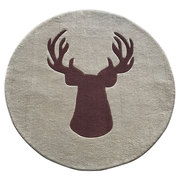北欧风格麋鹿圆形地毯手工腈纶加厚免洗客厅茶几垫卧室床边毯椅垫