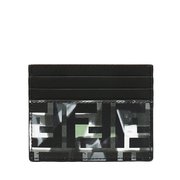 FENDI/芬迪 男士FF logo 印花黑色牛皮卡包卡套7M0164 ABM9