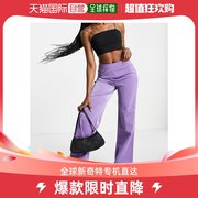 香港直邮潮奢asos女士dad设计荧光鳄鱼纹仿皮紫色裤子