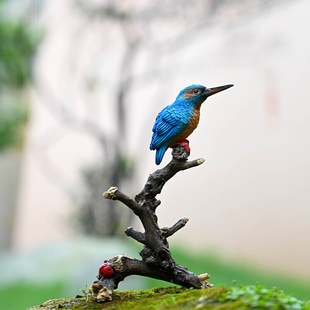造景园艺摆件小鸟材料盆景树脂，动物diy翠鸟饰品，微景观叶莺鸟仿真