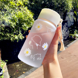 小雏菊塑料水杯女学生韩版杯子ins便携创意森系潮流茶杯定制印字