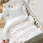 婴儿床套件全棉 纯棉防撞摔床围床笠宝宝床上用品ins被套三件套