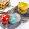 多彩陶瓷饭碗家用彩色陶瓷碗米饭碗，粥碗微波炉洗碗机适用