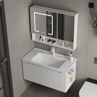 智能304不锈钢浴室柜，组合白色简约卫生间，洗手洗脸面盆镜柜洗漱台
