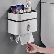 2024纸巾架浴室卫生间防水塑料双层吸盘壁挂式厕所擦手纸巾盒