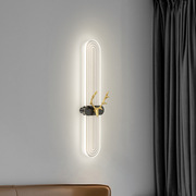 全铜亚克力壁灯北欧简约创意，设计师客厅背景墙，过道鹿角卧室床头灯
