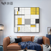 沙发背景墙装饰画三联抽象几何有框玄关样板房挂画正方形餐桌壁画