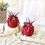 红裙子结婚平时可穿喜糖袋子专用布袋伴手袋礼盒回礼糖盒空盒手提