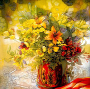 印花DMC十字绣客厅卧室餐厅欧式油画现代花卉百合花花瓶