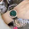 时尚镶钻绿色皮带手表复古女士，表皮表带气质韩版石英真皮国产腕表