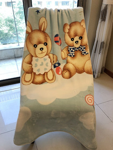 超柔韩式卡通儿童拉舍尔双层毛毯毯子盖毯童毯规格110*145小黄斑