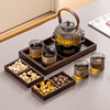 日式玻璃温茶壶加热底座，蜡烛煮茶炉酒店，餐厅花茶水果茶套装煮茶器