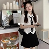 学院风jk领带制服套装女夏小众设计感学生毕业照班服短袖收腰衬衣