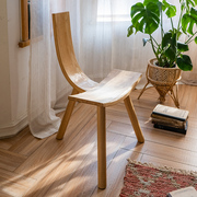 掬涵白蜡木实木T形椅子靠背椅现代设计师椅家用客厅餐桌休闲椅