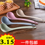 素色秸秆健康环保汤勺，家用麦子纤维厨房，餐具圆耳勺子粥勺