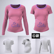 3D孕妇T恤短袖长袖服装效果图展示VI智能贴图PSD样机提案设计素材