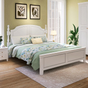 美式实木床白色1.8米1.5米现代简约简美田园双人床主卧室轻奢家具