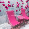 撞色夏日甜酷户外荧光粉玫红，椅子露营椅，折叠躺椅木质粉色沙滩椅