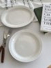 安木良品 外贸原单 ins法式字母浮雕纯白陶瓷西餐盘子家用牛排盘