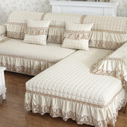 高档纯色沙发垫布艺米白四季通用透气欧式裙摆防滑垫套罩全包