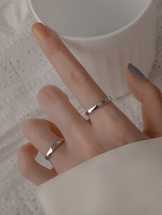 素圈戒指女小众设计食指戒指女时尚个性纯银戒指2021年潮
