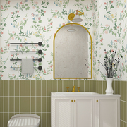 卫生间防水墙纸自粘浴室法式小碎花喇叭美式田园翻新瓷砖壁纸贴纸