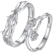 荆棘与玫瑰情侣戒指999纯银一对男女款小众设计感生日情人节礼物