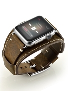 适用apple watch3 4 5 6 7 8 9代苹果手表带iwatch9手表 ultra2真皮表带牛皮SE腕带series s8表带手镯款潮男