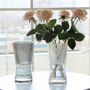 北欧玻璃花瓶透明创意客厅，插花玫瑰百合花，向日葵家用装饰摆件