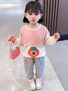 女童秋装长袖运动卫衣，套装小女孩韩版2023儿童秋款女宝宝时髦