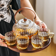 日式家用耐高温花茶壶套装，下午茶茶具茶杯花草，水果茶壶玻璃泡茶壶