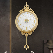 现代简欧轻奢黄铜钟表挂钟客厅家用静音时钟挂墙表大气高档石英钟