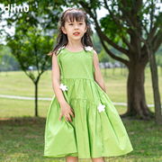 笛牧女童连衣裙，2023夏季甜美洋气纯棉，无袖薄款儿童背心裙子