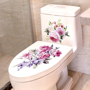 马桶贴马桶盖装饰墙贴纸，卫生间厕所创意花卉，坐便贴画自粘贴花防水