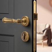 全铜门锁法式复古静音磁吸室内卧室金色轻奢黄铜欧式房间木门