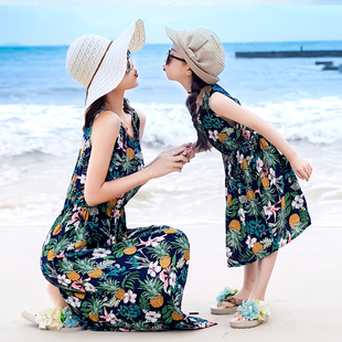 2024夏季韩版女童连衣裙，纯棉潮衣公主裙洋气，亲子装母女装棉绸沙滩