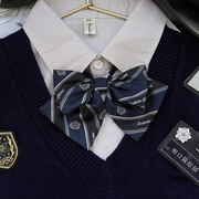 原创条纹深色校供浓绀色jk领结日系徽章，制服男女校服徽章领带